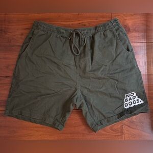 Embroidered forest green shorts